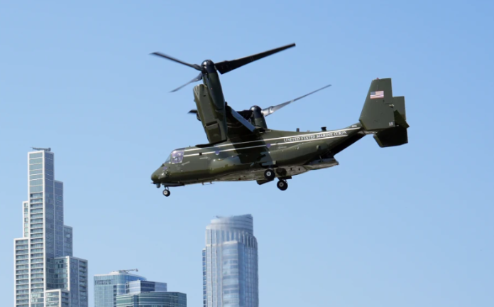 Osprey que transportaba personal de la Casa Blanca aterriza por cuestión de seguridad