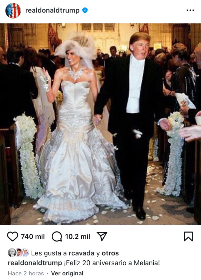 Donald Trump y Melania cumplen 20 años de casados: «La mejor primera dama del mundo»