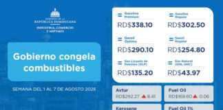 Gobierno congela los combustibles para primera semana de agosto