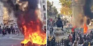 Gases lacrimógenos, incendios y violentos choques en masivas protestas en Francia